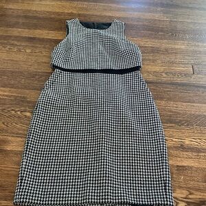 J crew size 8 houndstooth black white sheath suit dress